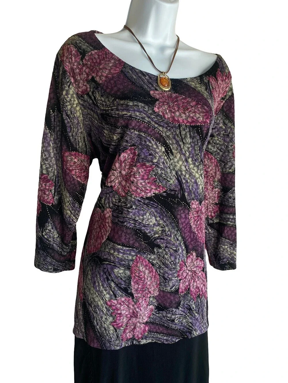 VTG Notations Plus 1X Boho Floral Tunic Blouse Whimsigoth Dark Romance Goth